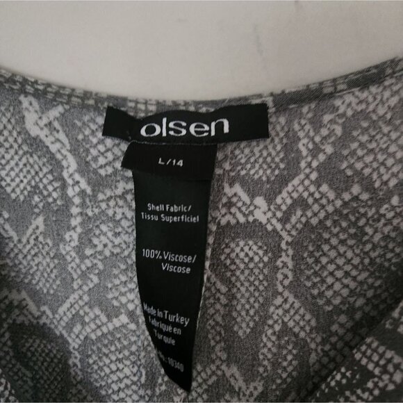 OLSEN | Shirt dress snakeskin animal print olive green sz Large 14 - Picture 2 of 3